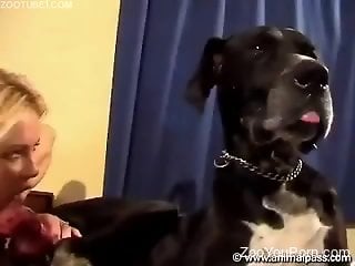 Tanne3d blonde licked and drilled by her trustful dog